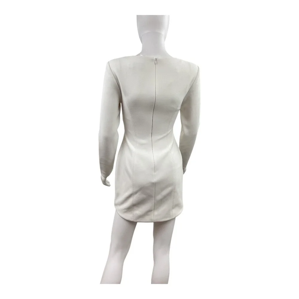 MISHA White Long Sleeve Cutout Square‎ Neck Mini Dress Size US 2